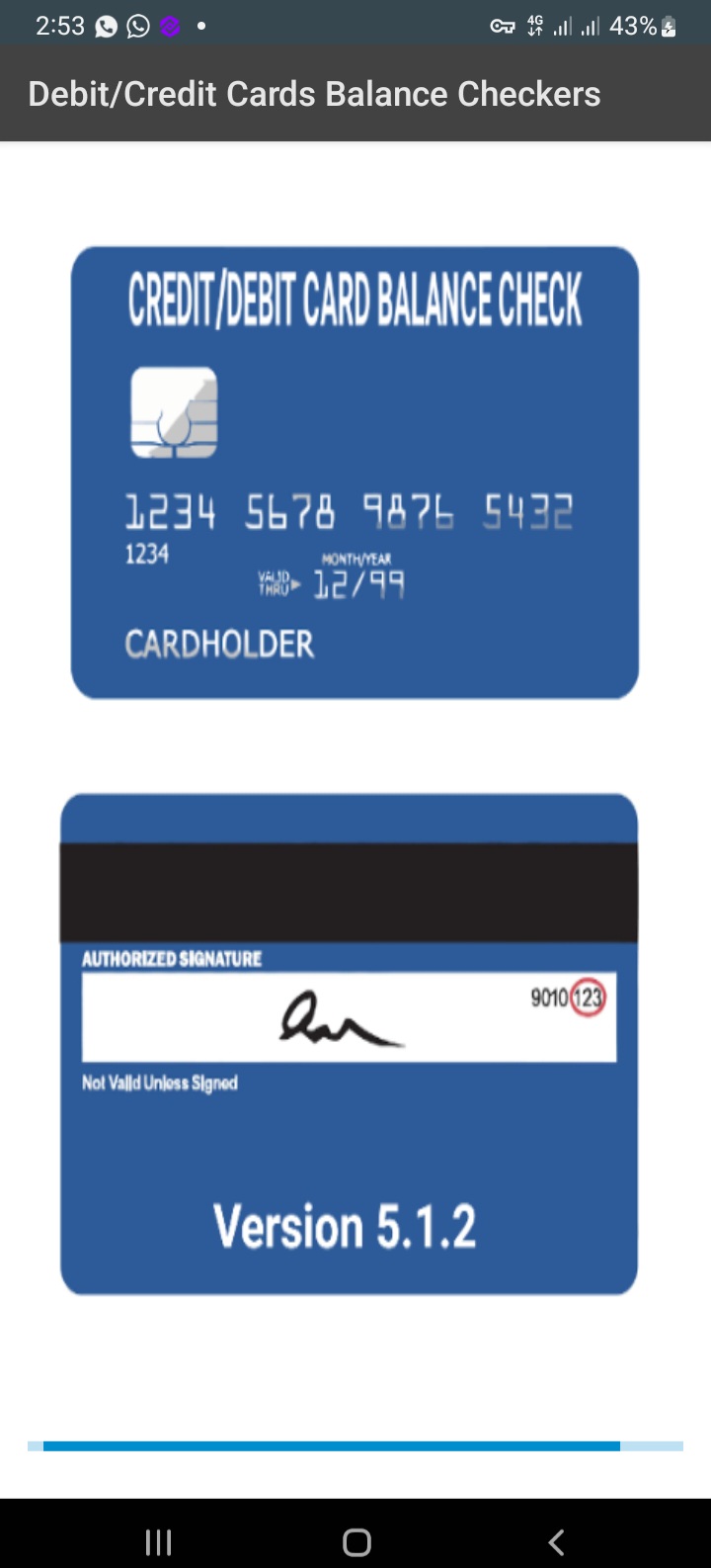 Credit Card Balance Check Application - Fake Transfer